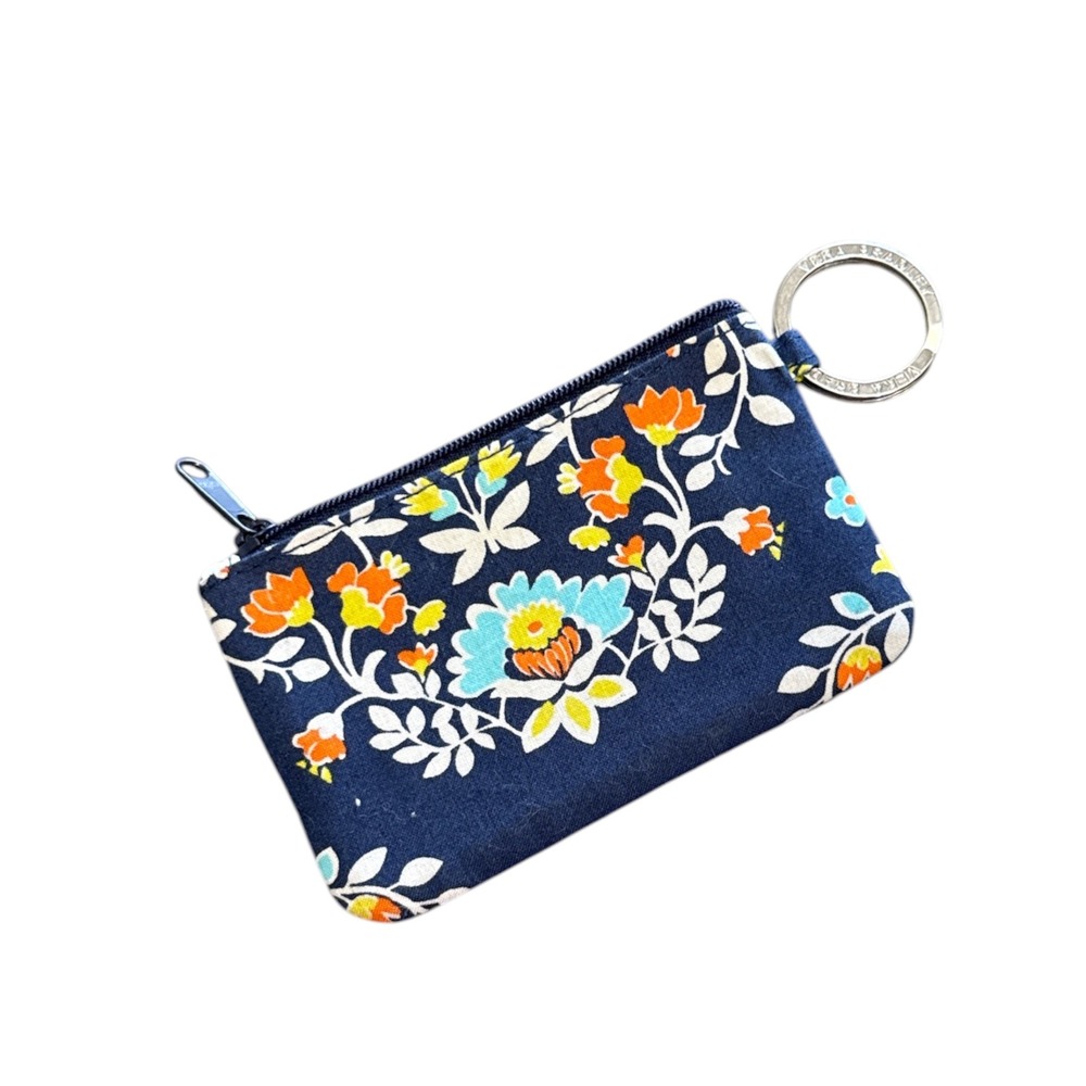 Vera Bradley Chandelier Floral Quilted Cotton Zip ID Case Wallet Keychain